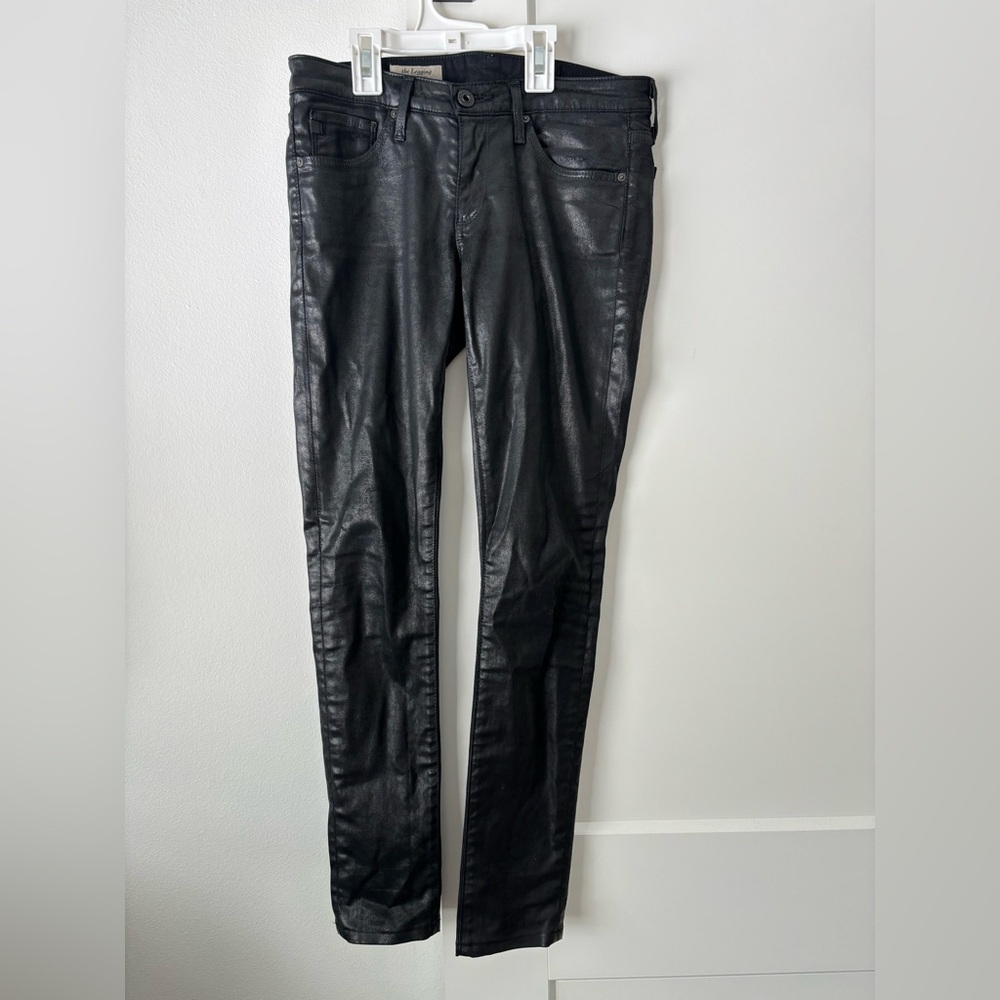 AG Adriano Goldschmied Black Faux Leather Skinny Pants